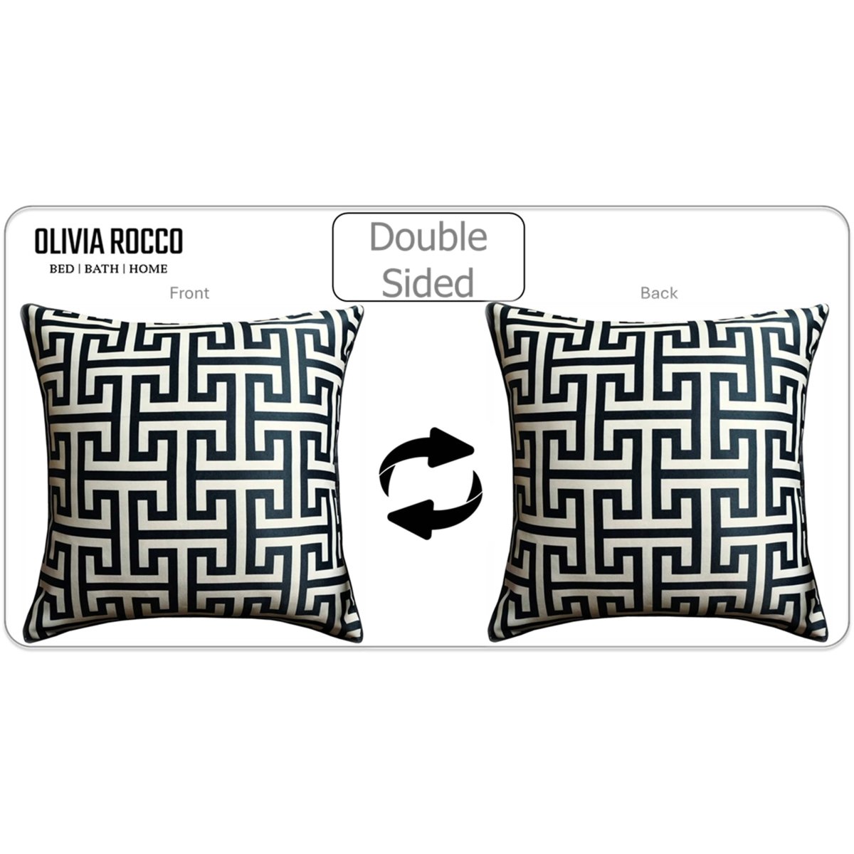 OLIVIA ROCCO Milano Black 2 Pack Scatter Cushion Covers Soft Touch with Hidden Zipper - Joe’s Haven