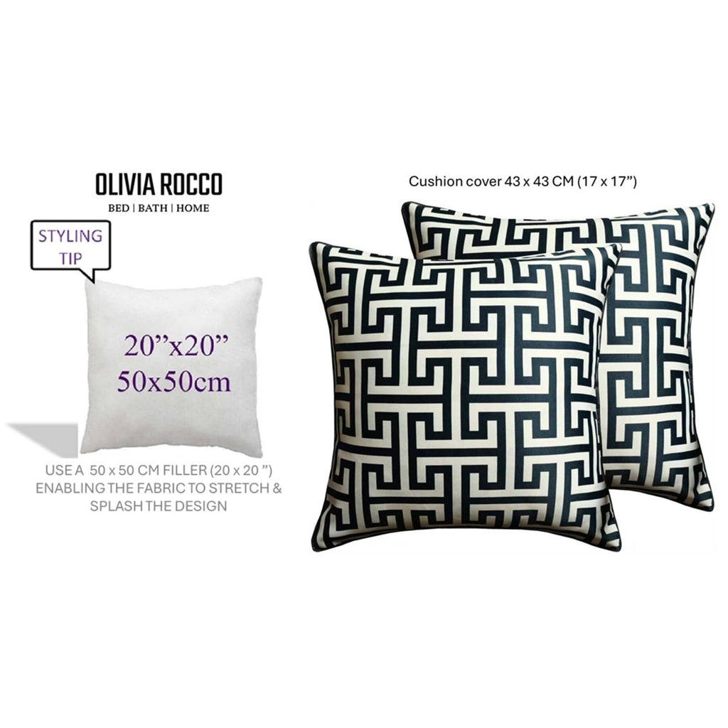 OLIVIA ROCCO Milano Black 2 Pack Scatter Cushion Covers Soft Touch with Hidden Zipper - Joe’s Haven