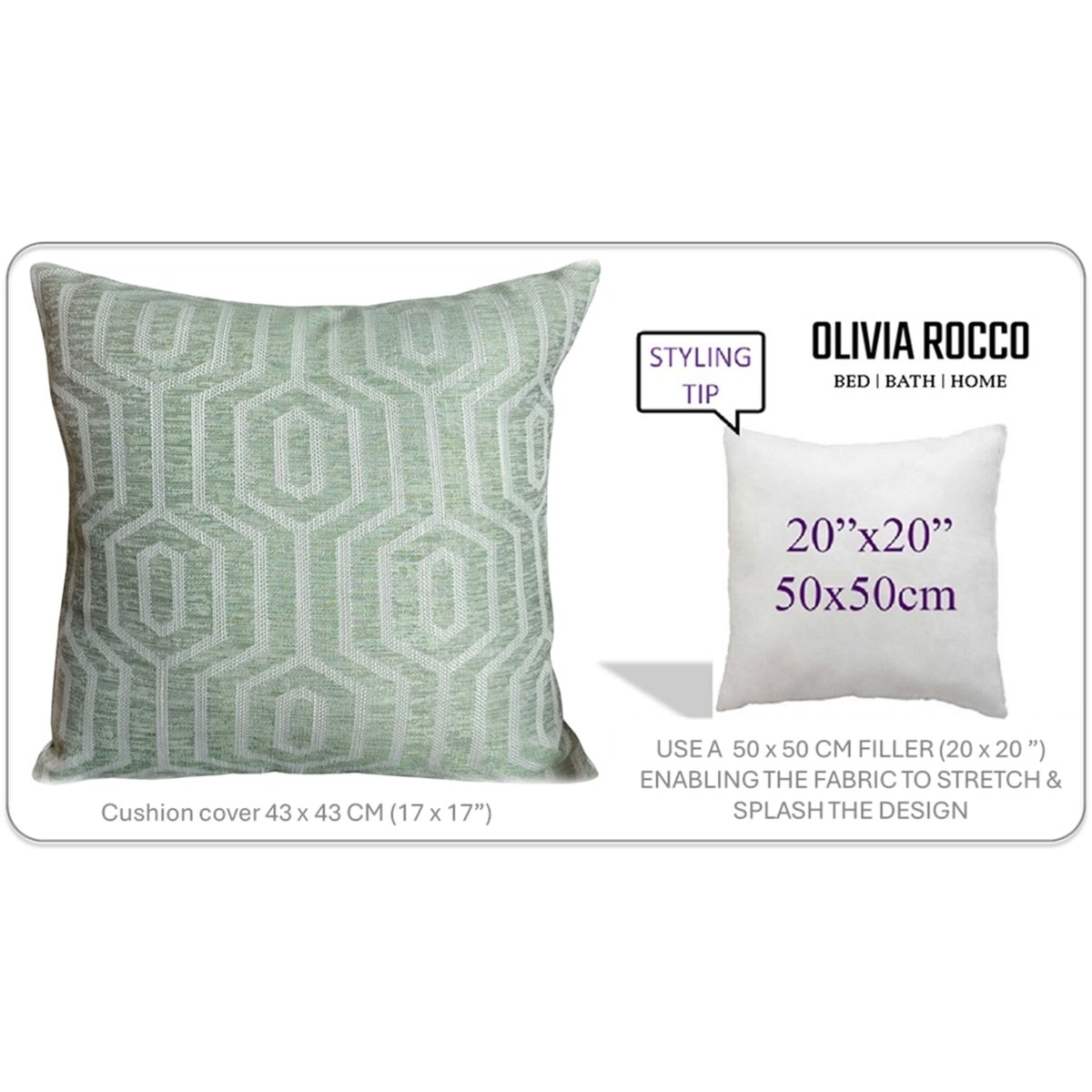 OLIVIA ROCCO Paris Cushion Covers Two Pack Modern Sage Green Decorative Square Scatter - Joe’s Haven