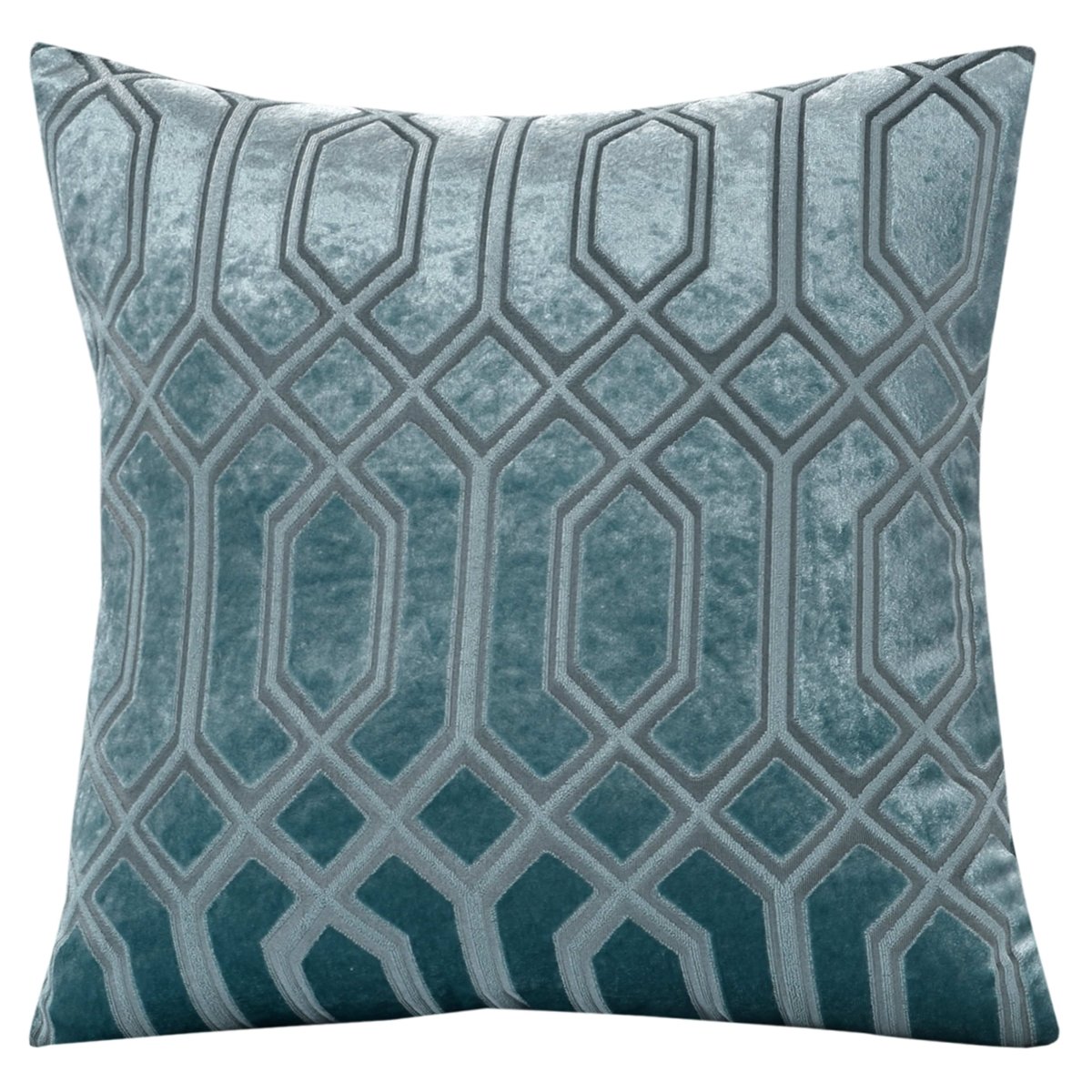 OLIVIA ROCCO Luxe Geo Velvet Cushion Covers 2 Pack Teal 43x43 cm Geometric Decorative - Joe’s Haven