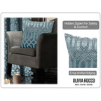 OLIVIA ROCCO Luxe Geo Velvet Cushion Covers 2 Pack Teal 43x43 cm Geometric Decorative - Joe’s Haven
