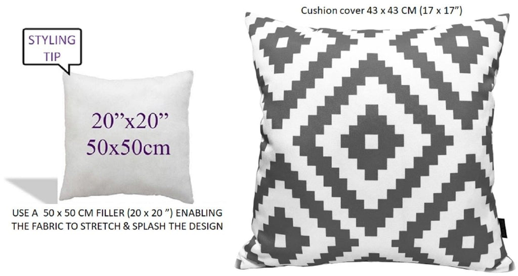 OLIVIA ROCCO Nairobi Charcoal Waterproof Cushion Covers 43 x 43 Cm Reversible Breathable - Joe’s Haven