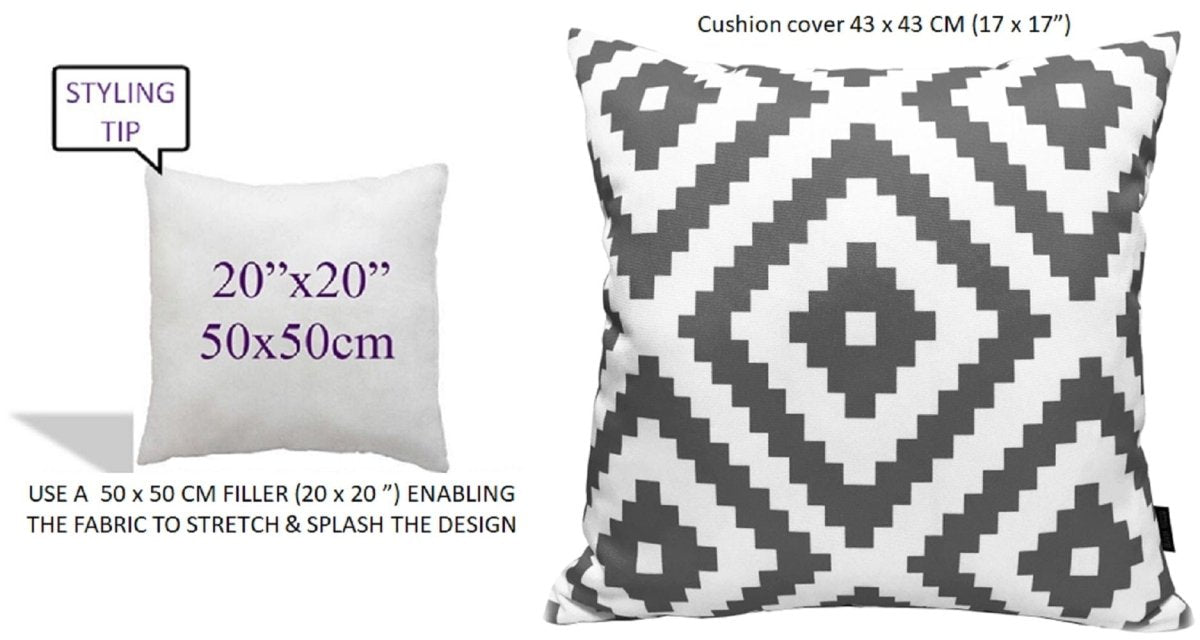 OLIVIA ROCCO Nairobi Charcoal Waterproof Cushion Covers 43 x 43 Cm Reversible Breathable - Joe’s Haven