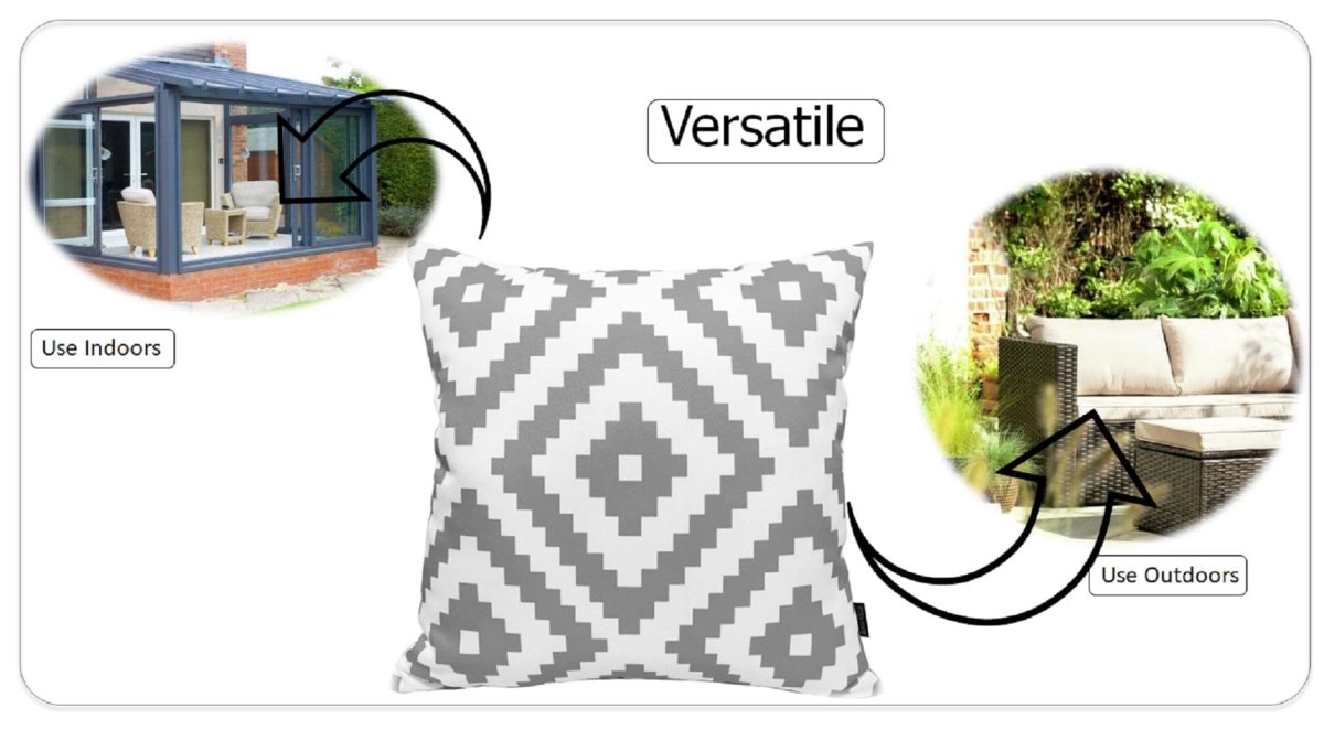 OLIVIA ROCCO Nairobi Silver Waterproof Cushion Covers 43 x 43 cm Reversible Indoor - Joe’s Haven