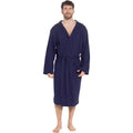 OLIVIA ROCCO Men's Hooded Waffle Cotton Bathrobe Navy Super Absorbent Cosy Easy-Care Nightwear Set