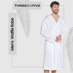 OLIVIA ROCCO Men's Hooded Waffle Cotton Bathrobe White Super Absorbent Spa Robe Cosy Easy-Care Nightwear Set