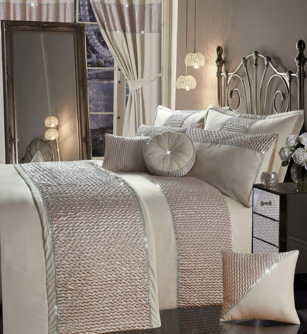 OLIVIA ROCCO Zenia Duvet Cover Set With Quilted Trim And Diamante Detailing For Luxurious - Joe’s Haven