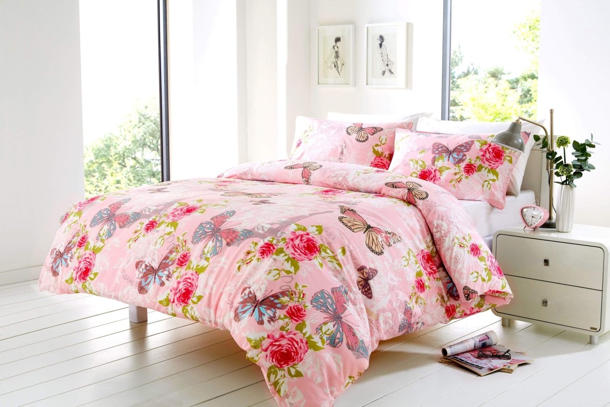 OLIVIA ROCCO Ashley Duvet Set Butterfly Paris Cotton - Rich Double King Size OEKO - TEX - Joe’s Haven