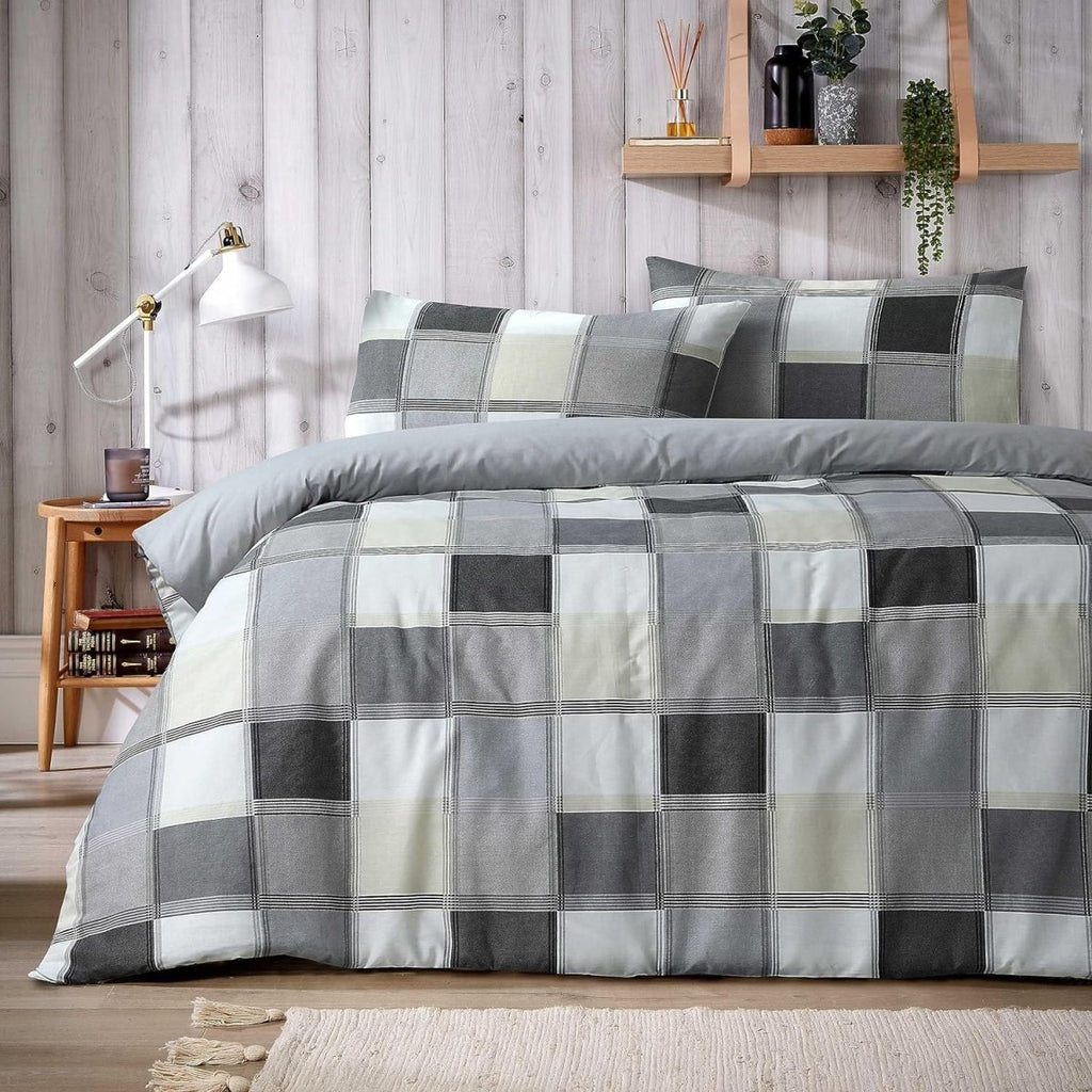 OLIVIA ROCCO Glencoe Check Duvet Cover Set Reversible Polycotton With Pillowcases - Joe’s Haven