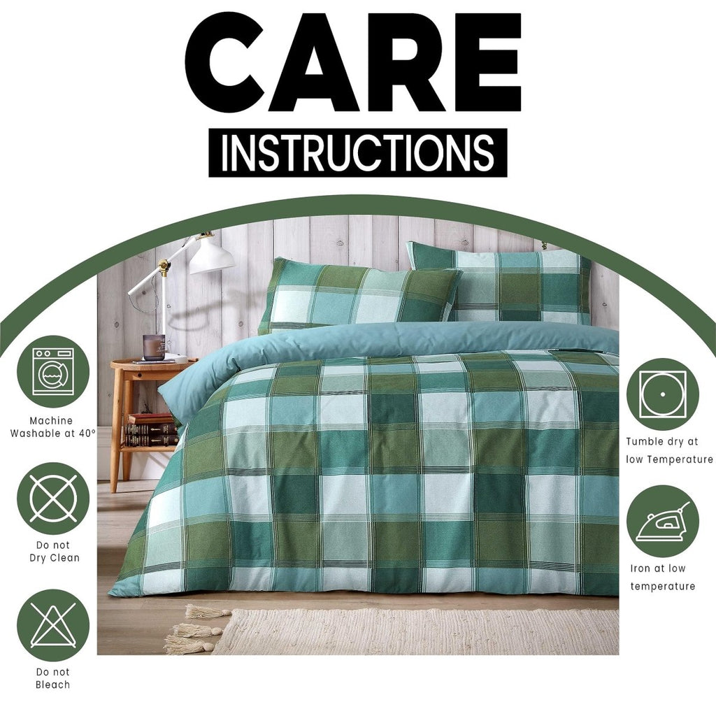 OLIVIA ROCCO Glencoe Check Duvet Cover Set Reversible Polycotton With Pillowcases - Joe’s Haven