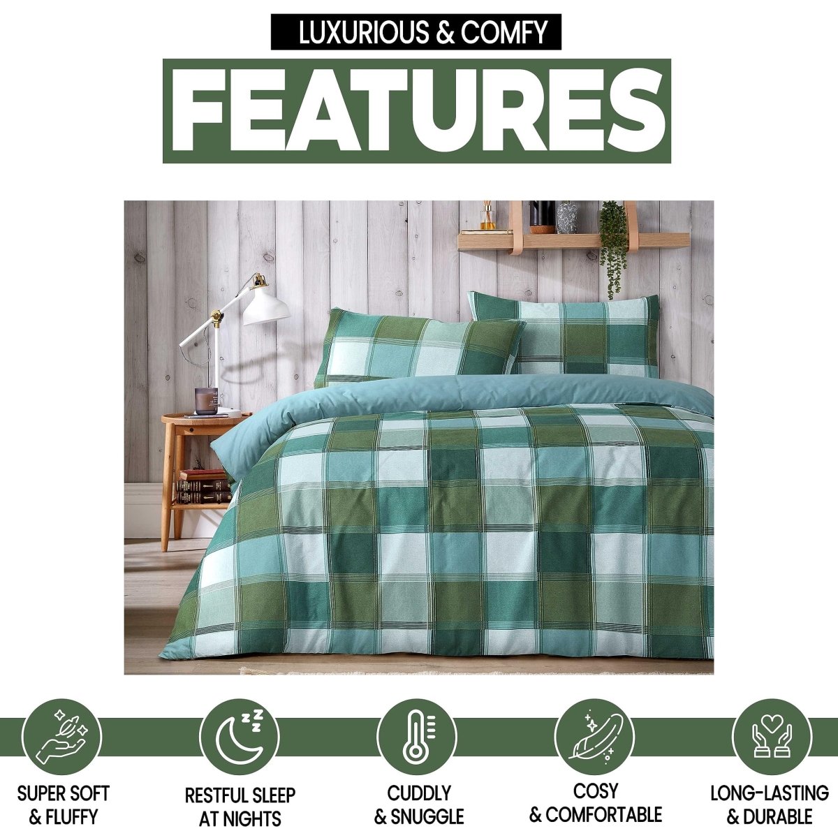 OLIVIA ROCCO Glencoe Check Duvet Cover Set Reversible Polycotton With Pillowcases - Joe’s Haven