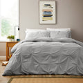 OLIVIA ROCCO Pintuck Grey Microfibre Duvet Cover Set With Pillowcases Soft Breathable - Joe’s Haven
