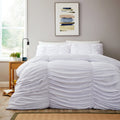 OLIVIA ROCCO Ruched White Microfibre Duvet Cover Set With Pillowcases Ruffle Bedding - Joe’s Haven
