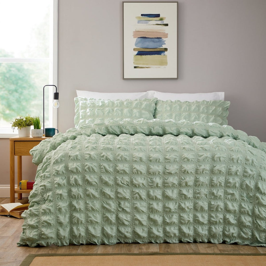 OLIVIA ROCCO Soho Sage Green Microfibre Duvet Cover Set With Pillowcases Easy Care - Joe’s Haven
