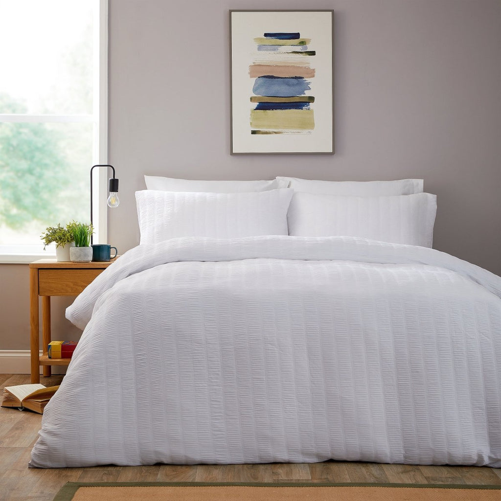 OLIVIA ROCCO Belgravia White Microfibre Duvet Cover Set With Pillowcases Soft Easy Care - Joe’s Haven