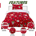 OLIVIA ROCCO Santa Duvet Cover Set With Pillowcases Reversible Xmas Snow - White Design - Joe’s Haven