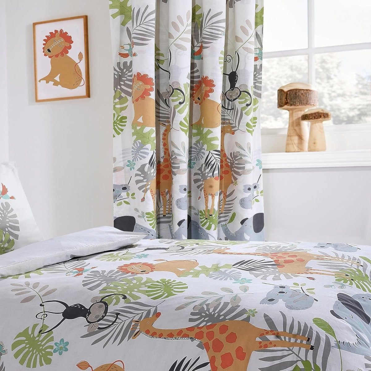 OLIVIA ROCCO Kids Safari Jungle Animal Print Duvet Cover Set With Pillowcase Soft Cosy - Joe’s Haven