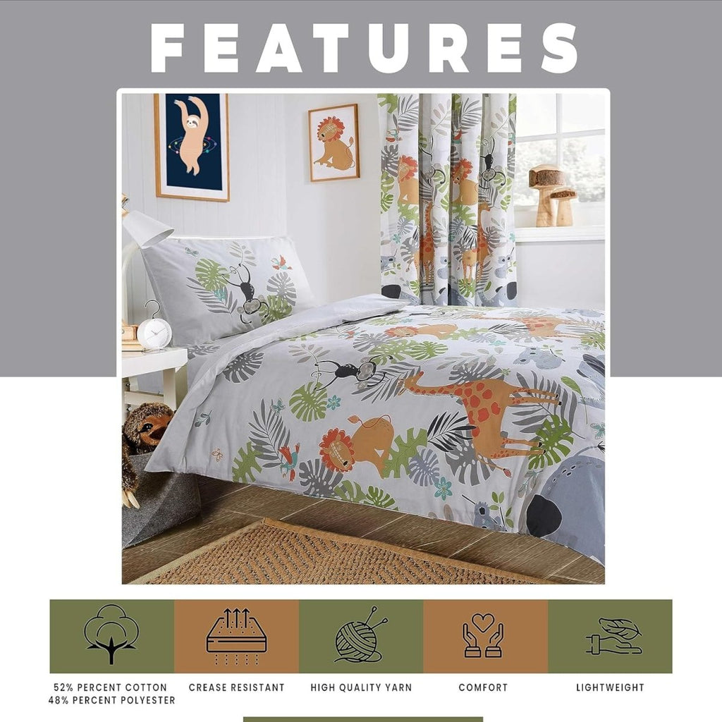 OLIVIA ROCCO Kids Safari Jungle Animal Print Duvet Cover Set With Pillowcase Soft Cosy - Joe’s Haven