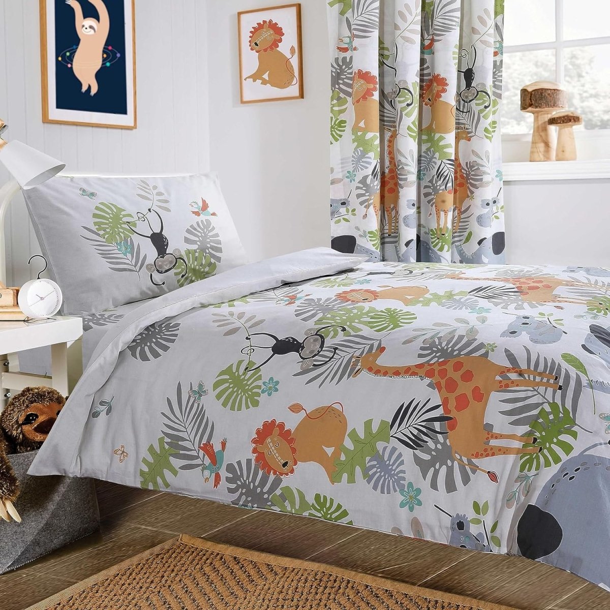 OLIVIA ROCCO Kids Safari Jungle Animal Print Duvet Cover Set With Pillowcase Soft Cosy - Joe’s Haven