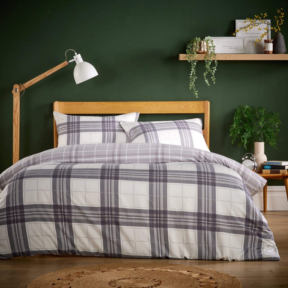 OLIVIA ROCCO Alba Grey Super Soft Flannel Duvet Cover Set With Pillowcases Easy Care - Joe’s Haven