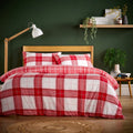 OLIVIA ROCCO Alba Red Super Soft Flannel Duvet Cover Set With Pillowcases Warm Cosy - Joe’s Haven