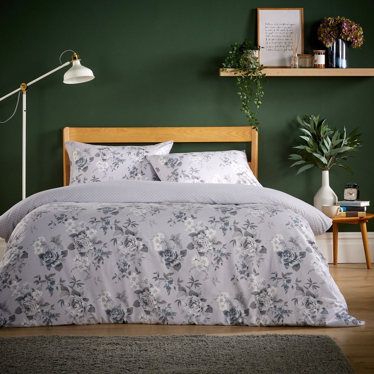 OLIVIA ROCCO Appleby Grey Super Soft Flannel Duvet Cover Set With Pillowcases Easy Care - Joe’s Haven