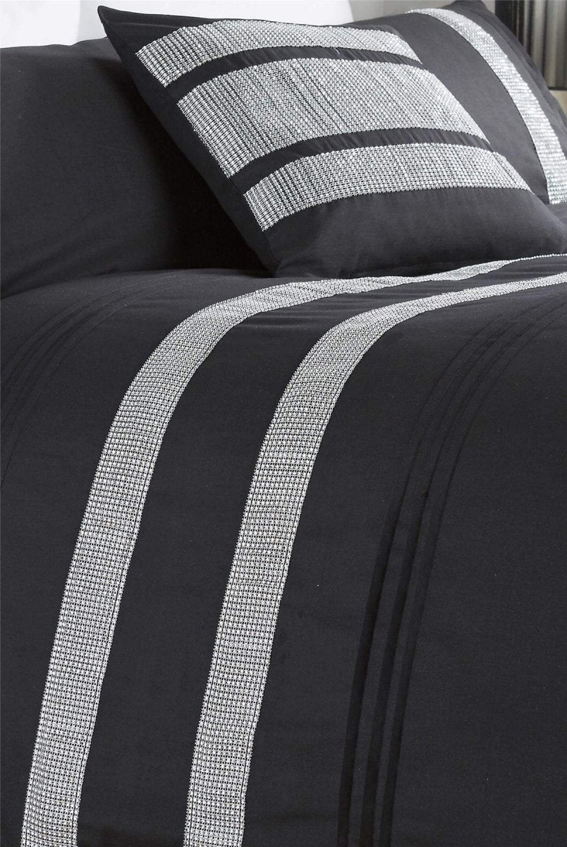 OLIVIA ROCCO Diamante Glitz Cotton Rich Duvet Set With Handwoven Crystal Detailing - Joe’s Haven