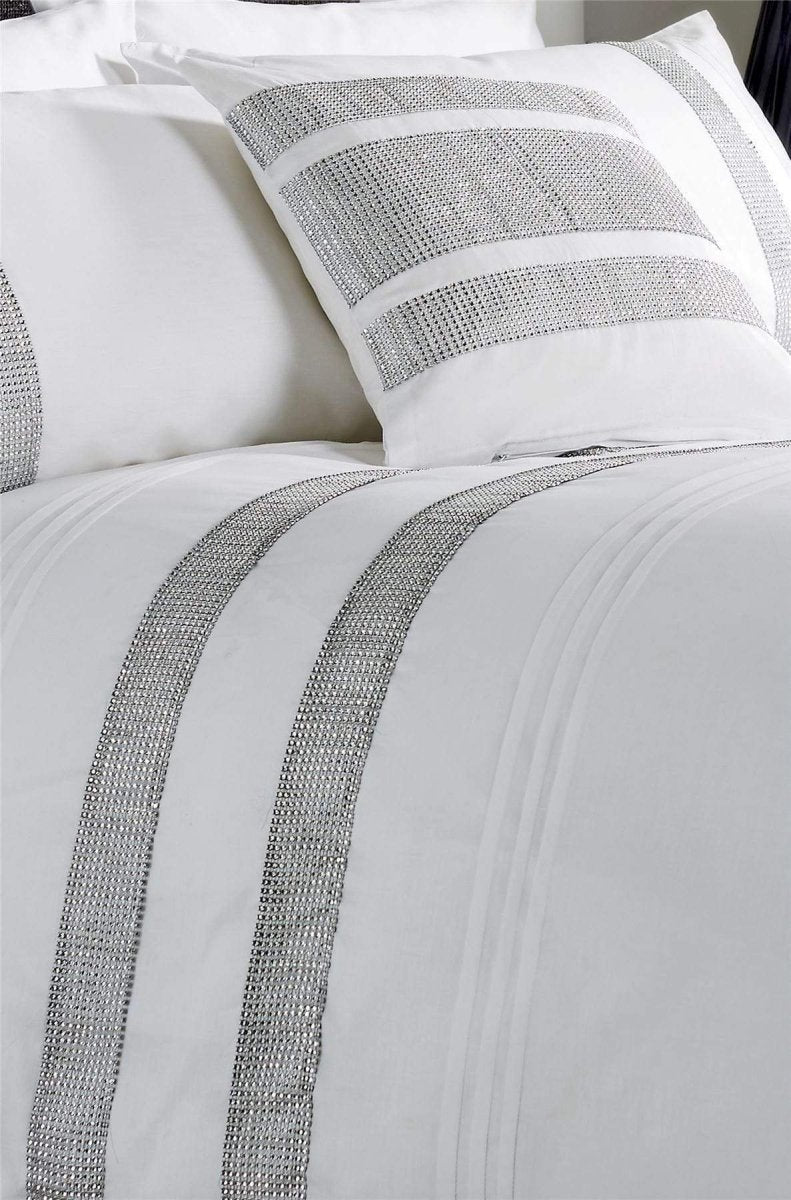 OLIVIA ROCCO Diamante Glitz Cotton Rich Duvet Set With Handwoven Crystal Detailing - Joe’s Haven