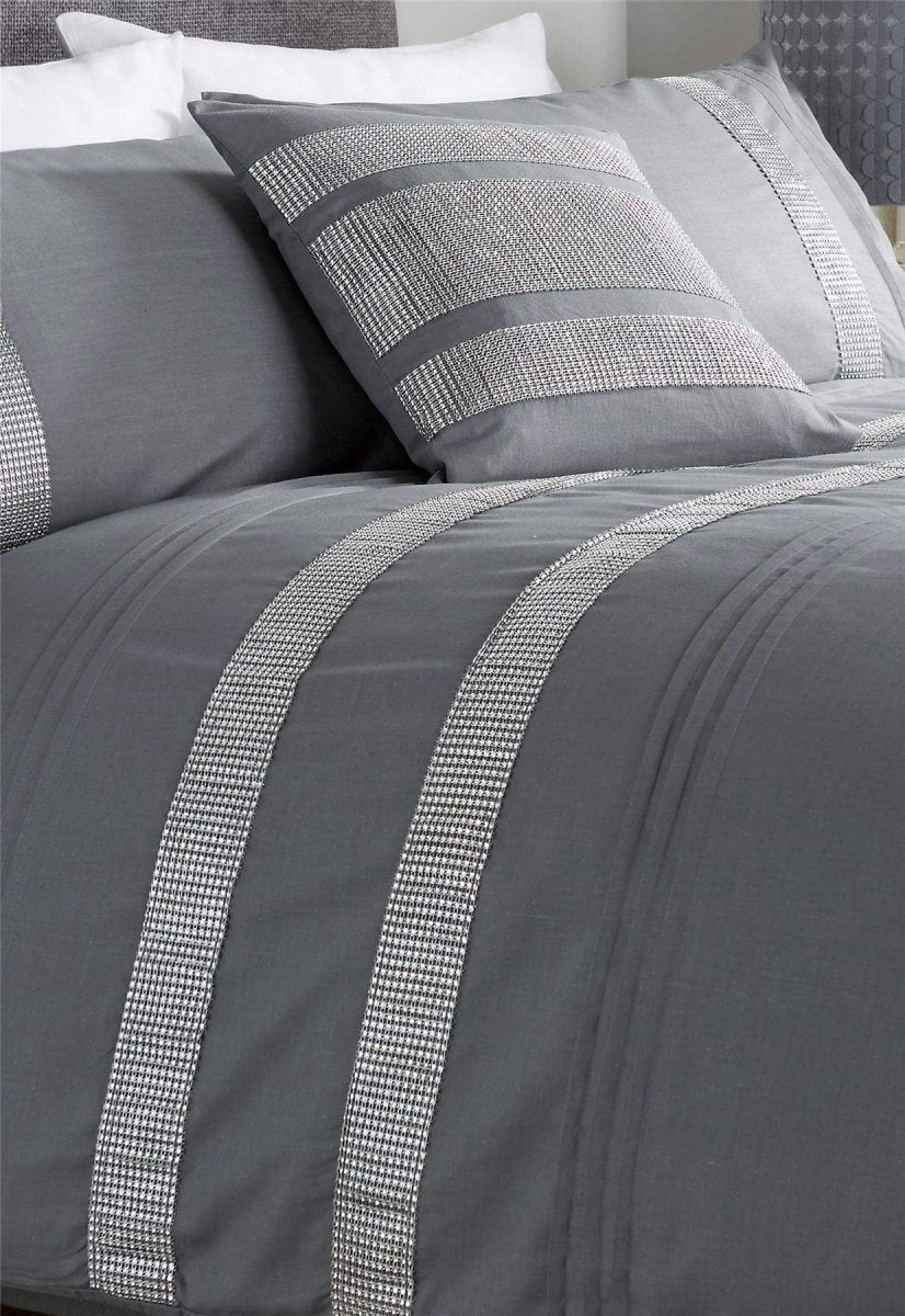 OLIVIA ROCCO Diamante Glitz Cotton Rich Duvet Set With Handwoven Crystal Detailing - Joe’s Haven