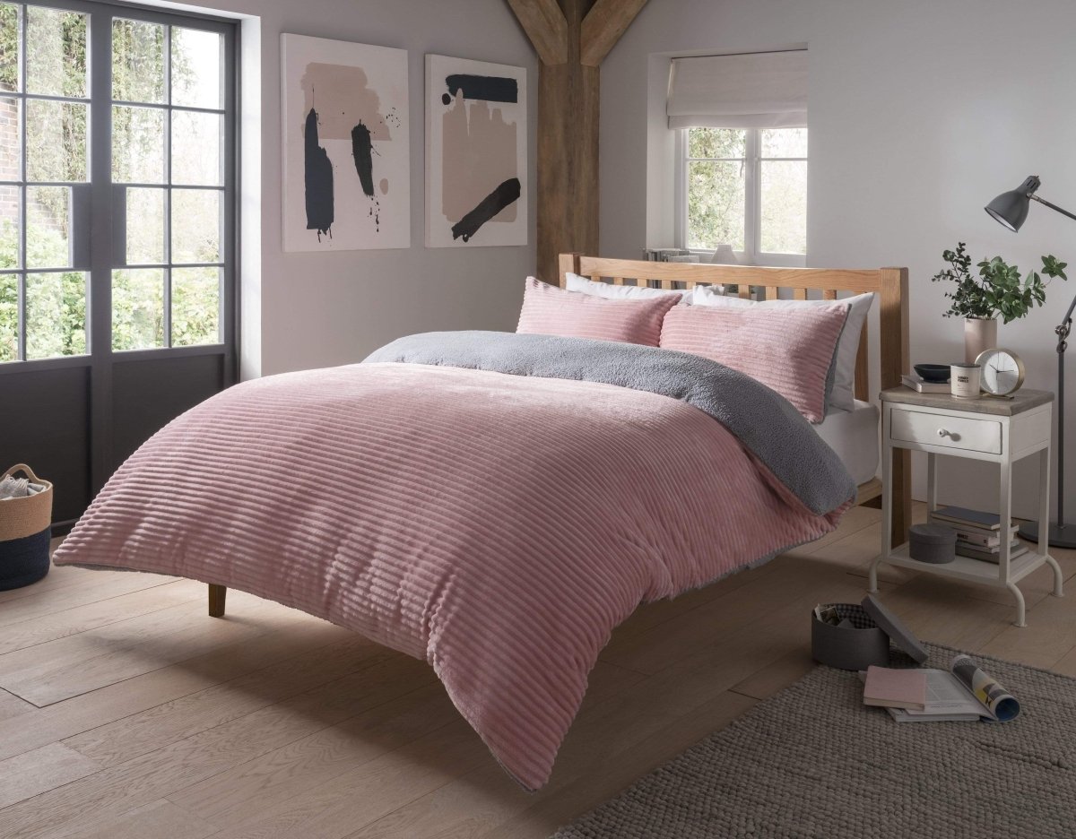 OLIVIA ROCCO Ribbed Fleece Reversible Teddy Duvet Set OEKO-TEX Certified Multiple Sizes - Joe’s Haven