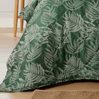 OLIVIA ROCCO Leaf Jacquard Reversible Duvet Cover Sets Grey And Pink Cotton Blend Eco - Joe’s Haven