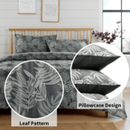 OLIVIA ROCCO Leaf Jacquard Reversible Duvet Cover Sets Grey And Pink Cotton Blend Eco - Joe’s Haven