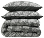 OLIVIA ROCCO Leaf Jacquard Reversible Duvet Cover Sets Grey And Pink Cotton Blend Eco - Joe’s Haven