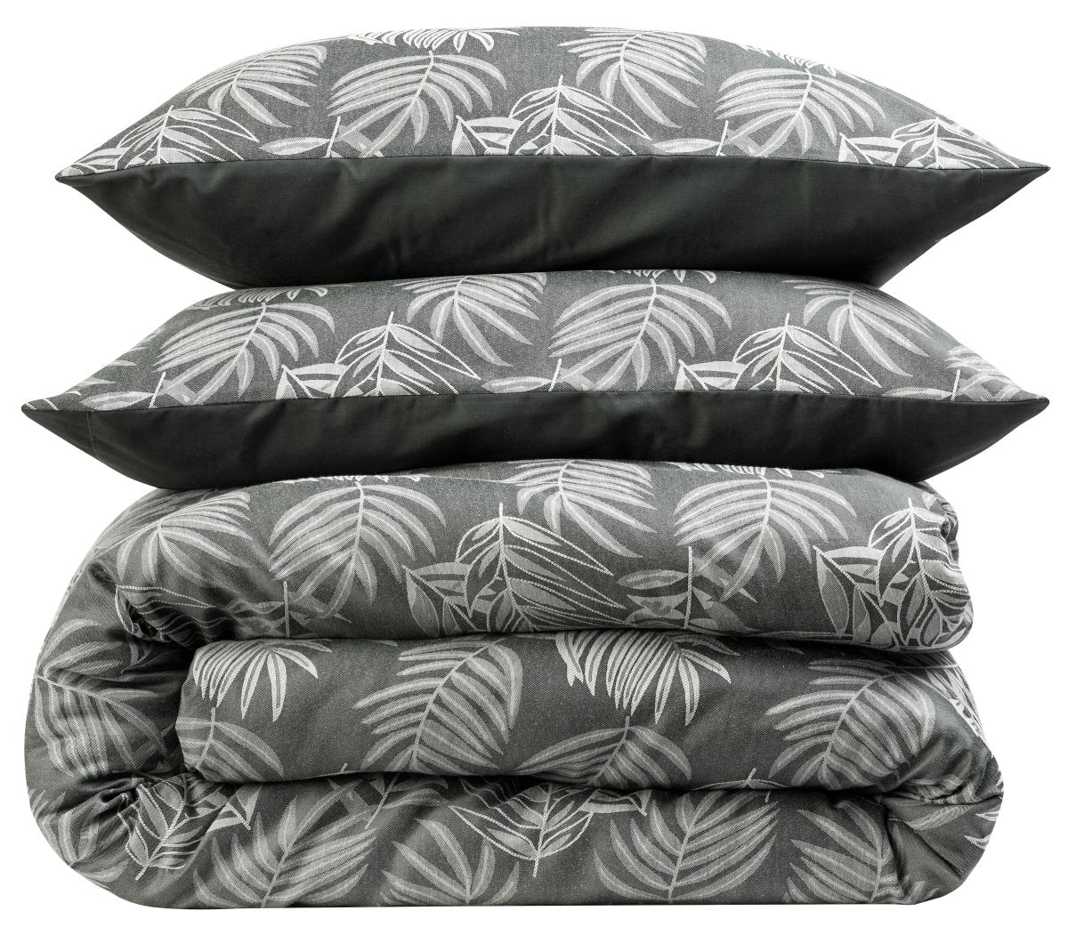 OLIVIA ROCCO Leaf Jacquard Reversible Duvet Cover Sets Grey And Pink Cotton Blend Eco - Joe’s Haven