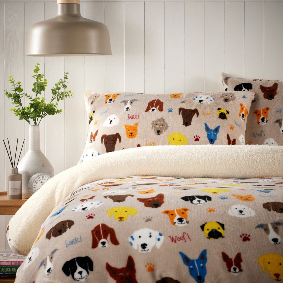 OLIVIA ROCCO Dogs Teddy Duvet Set Faux Fur Bedding With Reversible Sherpa Fleece Single - Joe’s Haven
