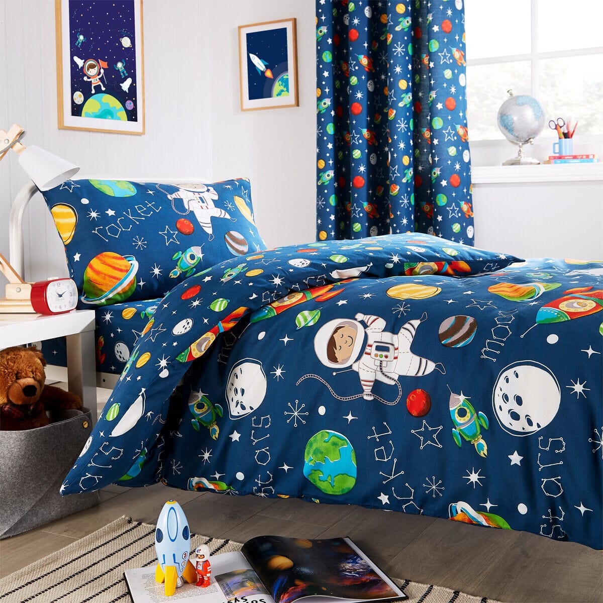 OLIVIA ROCCO Space Explorer Kids Duvet Cover Set With Pillowcase 100% Microfibre Bedroom Refresh Easy - Care Comfort - Joe’s Haven