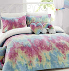OLIVIA ROCCO Tie Dye Rainbow Teddy Fleece Duvet Set for Kids Reversible Bedding for a Hotel - Style Bedroom Refresh - Joe’s Haven
