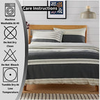 OLIVIA ROCCO Duvet Cover Set Miami Stripes Reversible Hypoallergenic Cotton Blend Grey Super Soft Hotel - Style Finish - Joe’s Haven
