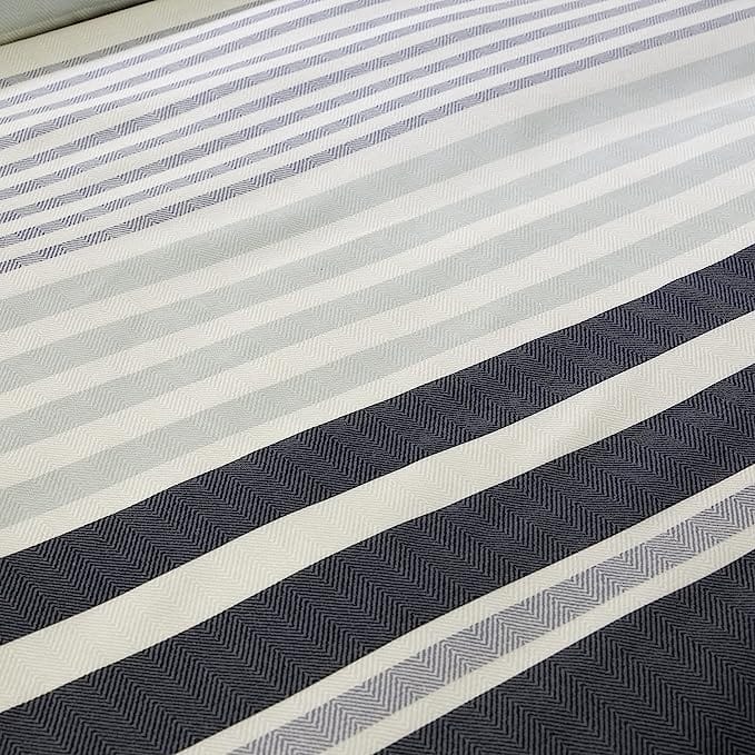 OLIVIA ROCCO Duvet Cover Set Miami Stripes Reversible Hypoallergenic Cotton Blend Grey Super Soft Hotel - Style Finish - Joe’s Haven