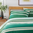 OLIVIA ROCCO Duvet Cover Set Miami Stripes Reversible Hypoallergenic Cotton Blend Grey Super Soft Hotel - Style Finish - Joe’s Haven