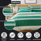 OLIVIA ROCCO Duvet Cover Set Miami Stripes Reversible Hypoallergenic Cotton Blend Grey Super Soft Hotel - Style Finish - Joe’s Haven