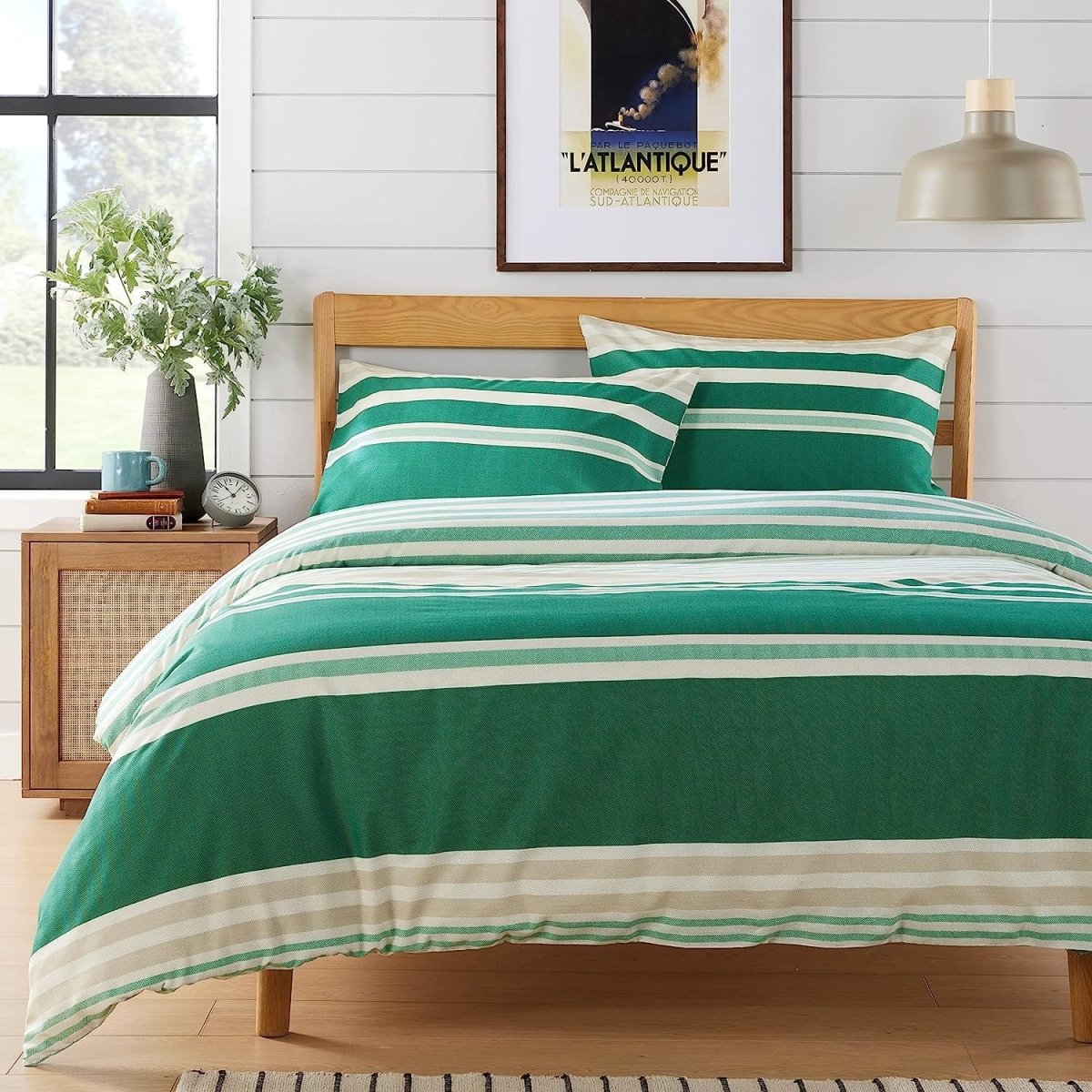 OLIVIA ROCCO Duvet Cover Set Miami Stripes Reversible Hypoallergenic Cotton Blend Grey Super Soft Hotel - Style Finish - Joe’s Haven