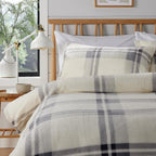 OLIVIA ROCCO Orkney Check Fleece Duvet Set Grey Green Easy Care Wrinkle Resistant - Joe’s Haven