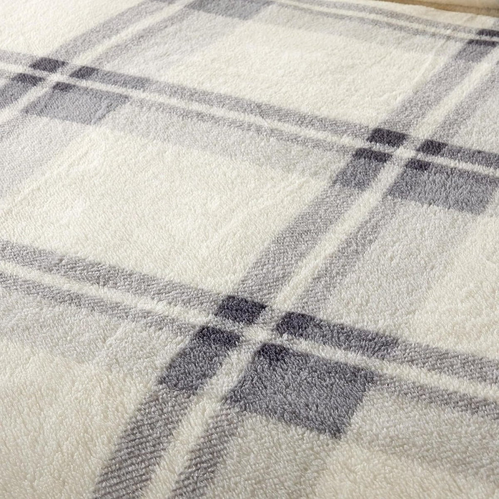 OLIVIA ROCCO Orkney Check Fleece Duvet Set Grey Green Easy Care Wrinkle Resistant - Joe’s Haven