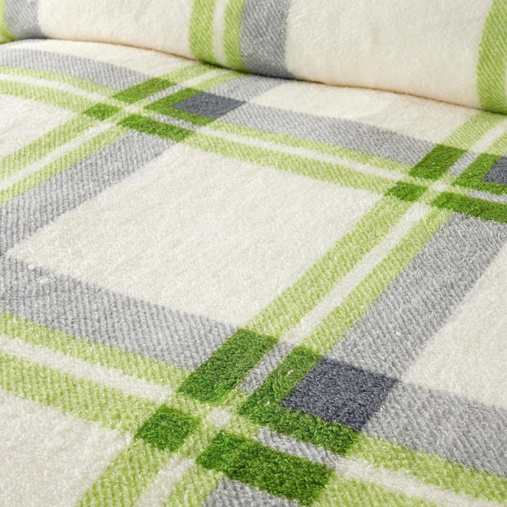 OLIVIA ROCCO Orkney Check Fleece Duvet Set Grey Green Easy Care Wrinkle Resistant - Joe’s Haven