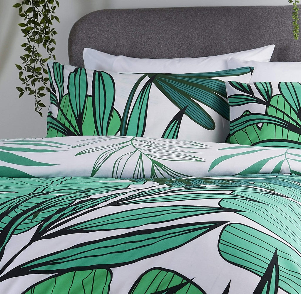 OLIVIA ROCCO Tropical Leaf Reversible Duvet Set Cotton Rich Bedding for Single Double - Joe’s Haven