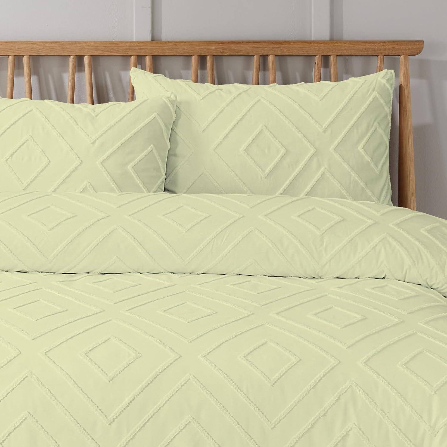 OLIVIA ROCCO Como Tufted Duvet Cover Set With Pillowcases Grey Natural White Easy Care - Joe’s Haven