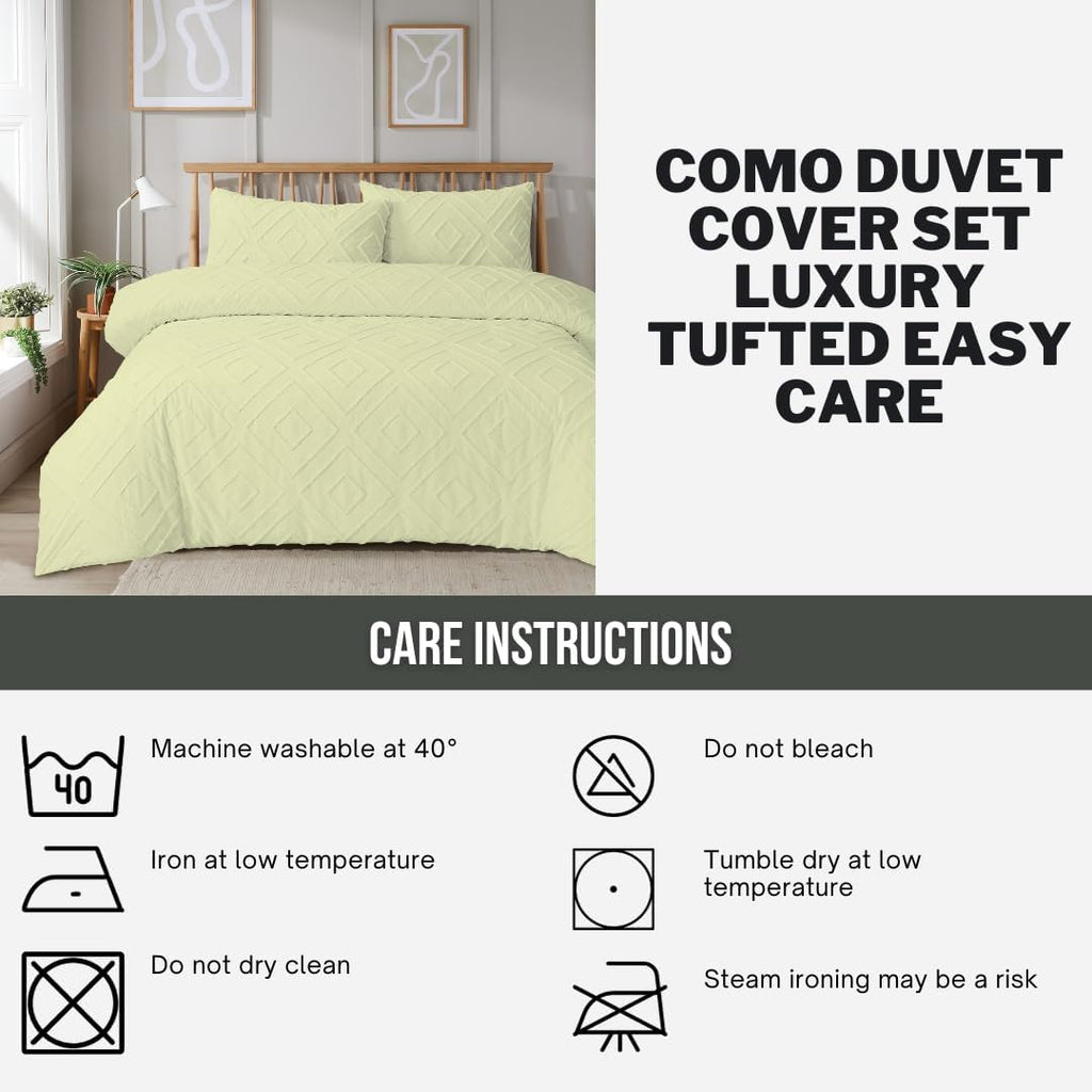 OLIVIA ROCCO Como Tufted Duvet Cover Set With Pillowcases Grey Natural White Easy Care - Joe’s Haven