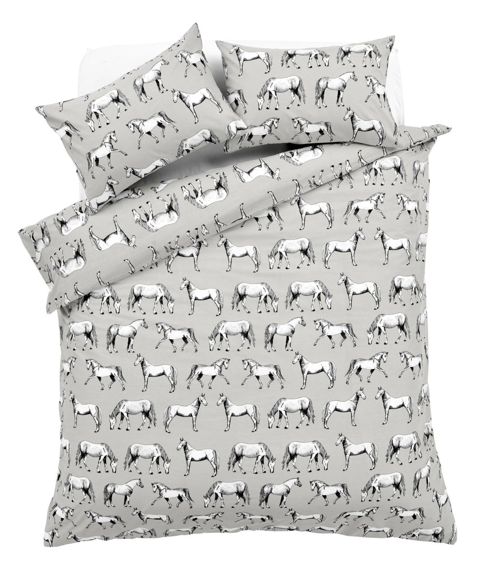 OLIVIA ROCCO Horses Design Cotton Rich Duvet Set Single and Double Sizes Bold Colours - Joe’s Haven