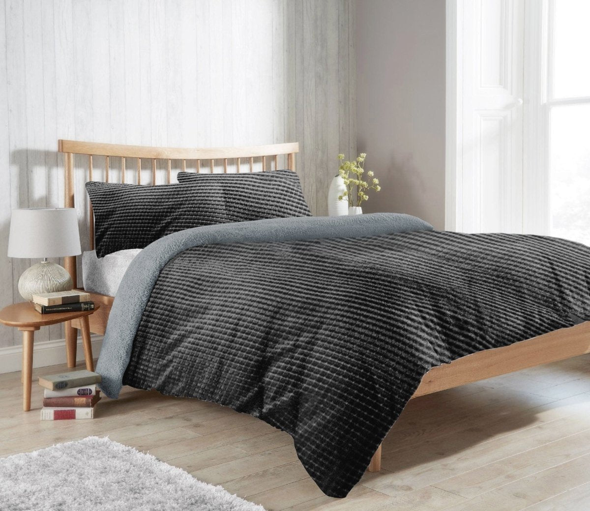 OLIVIA ROCCO Maine Check Fleece Duvet Cover Set Reversible With Pillowcases Super Soft - Joe’s Haven